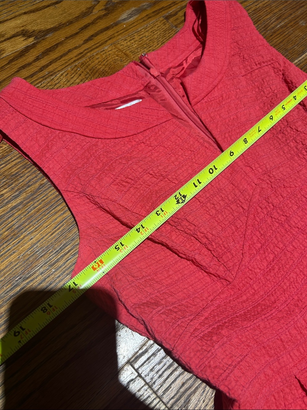 Talbots Girls Textured Coral-Red Sleeveless Fit-and-Flare Dress - Picture 3 of 6